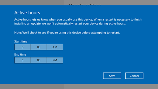Windows 10 pop up screen indicating what time you usually use your windows device.