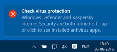 Windows check virus protection notice