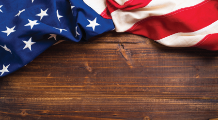 American flag on wood