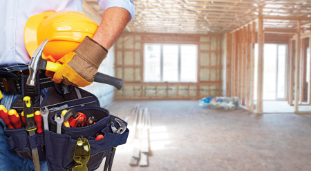 construction worker inside an unfinished building