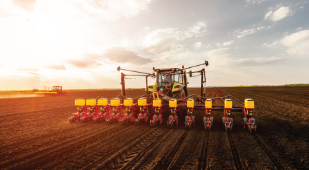 large tractor on a sunset