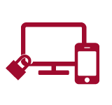 computer screen and smartphone icon with a pad lock icon