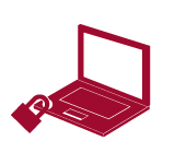 laptop icon with a pad lock attached