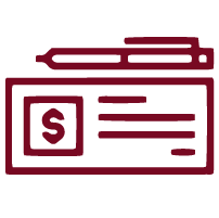 Bank Check and red pen icon